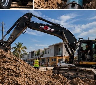 reDline excavator on a South Florida jobsite